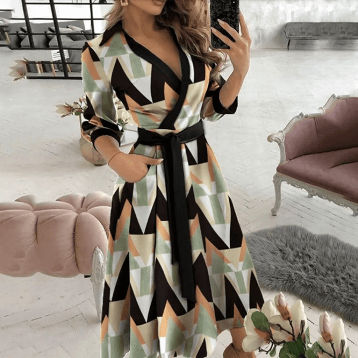 Women's Belted Wrap Midi Dress