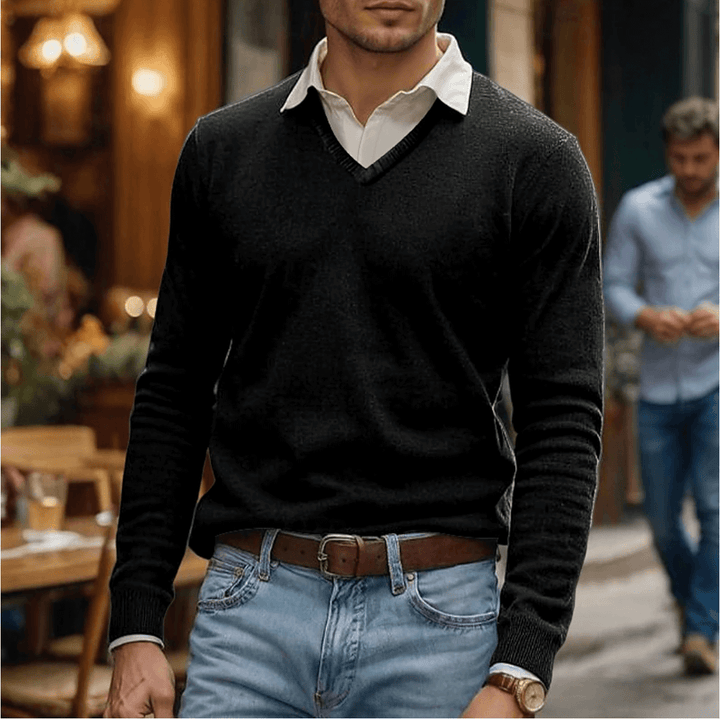 Soft Cotton Blend V-Neck Sweater