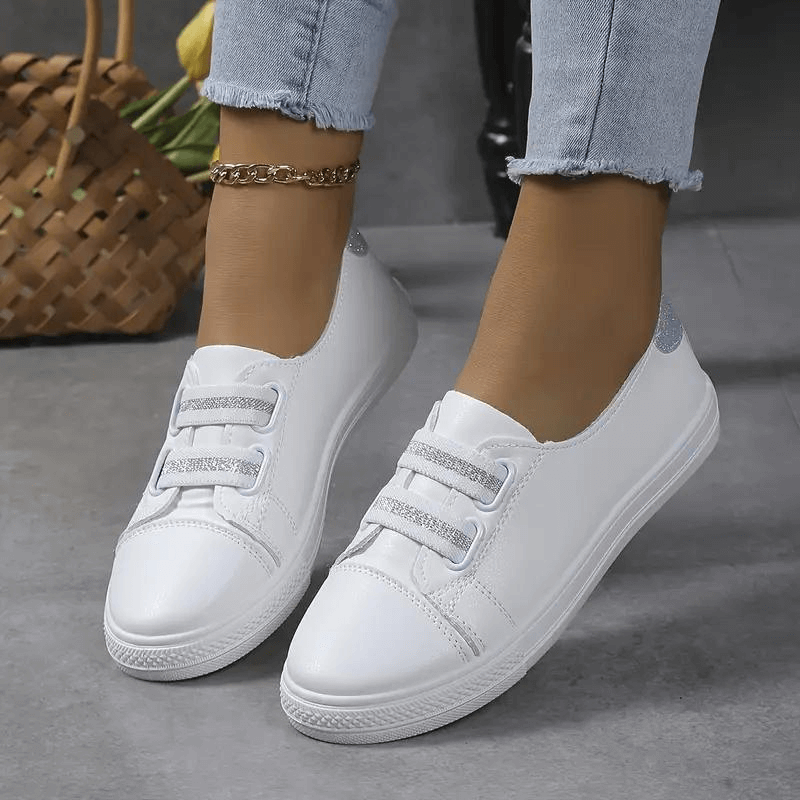 Women's Slip-On Trainers - Rounded Toe - Rubber Sole