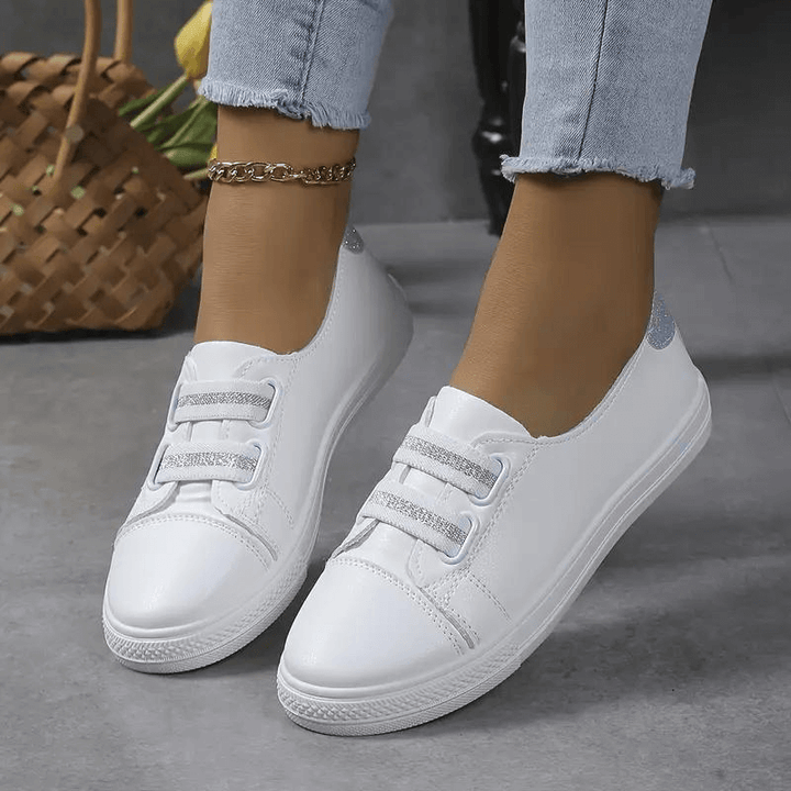Women's Slip-On Trainers - Rounded Toe - Rubber Sole