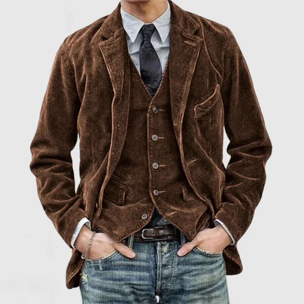 Corduroy Blazer & Vest Set for men