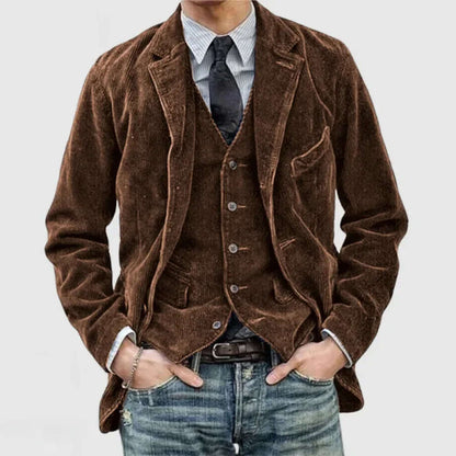 Corduroy Blazer & Vest Set for men