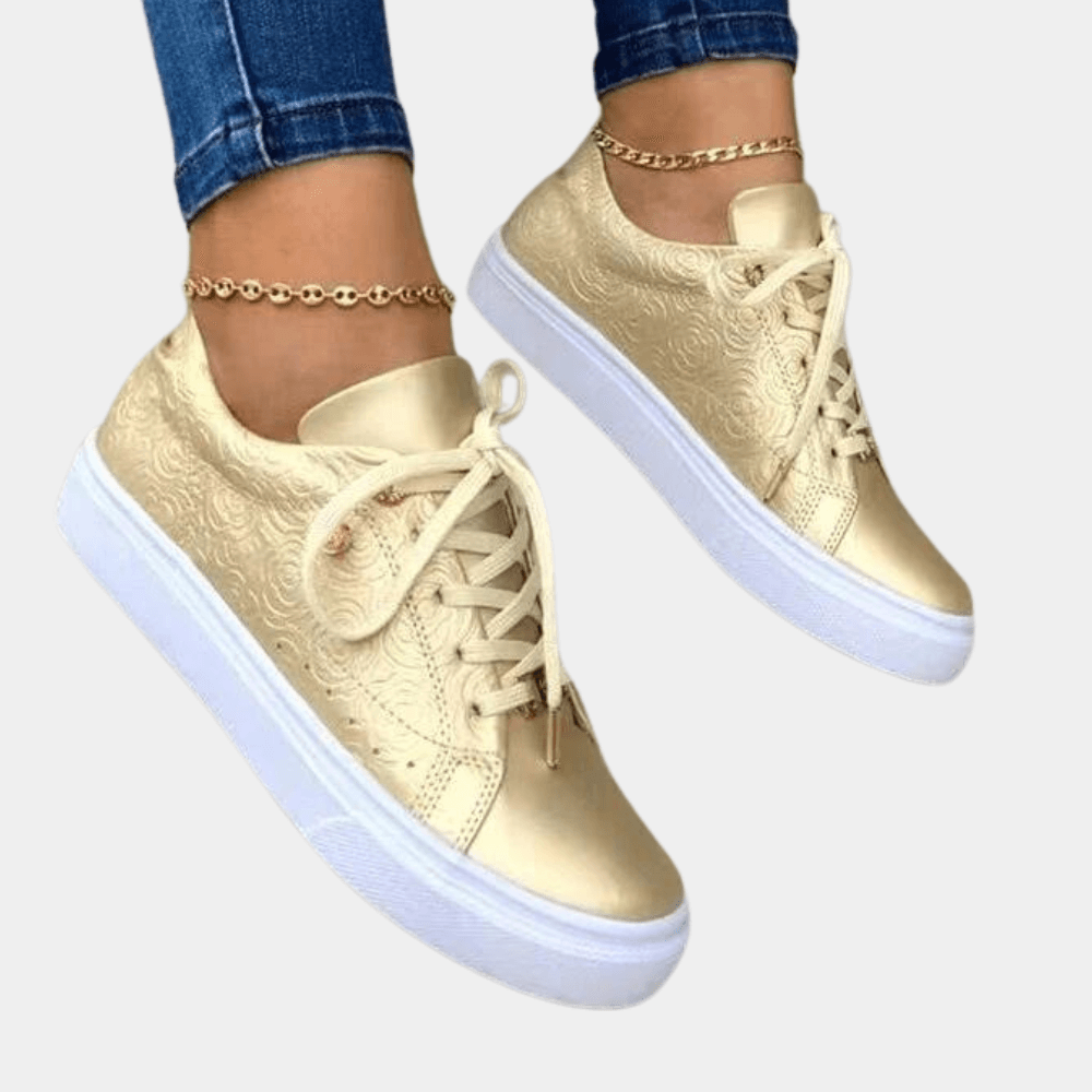 Women's Embossed Floral Low-Top Sneakers