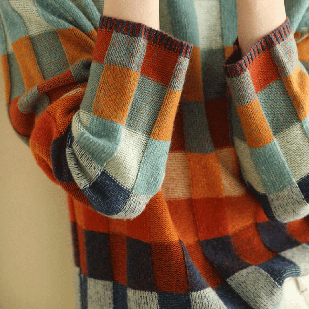 Women's Patchwork Cashmere Turtleneck Sweater