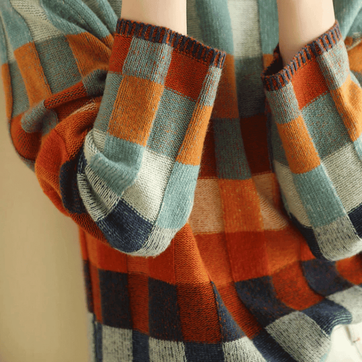 Women's Patchwork Cashmere Turtleneck Sweater
