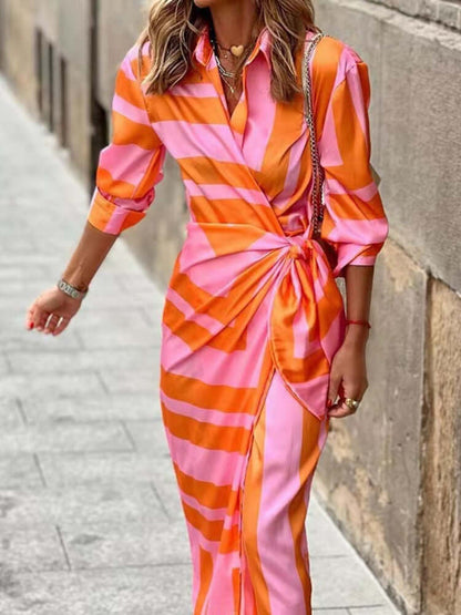 Summer Wrap Dress with Collar