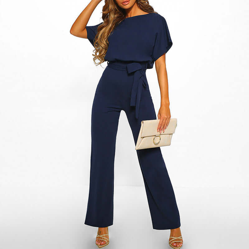 Elegant Women's Belted Jumpsuit