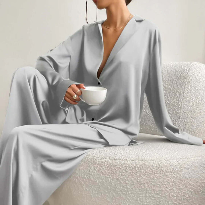 Women's Button-Up Shirt & Wide-Leg Pants