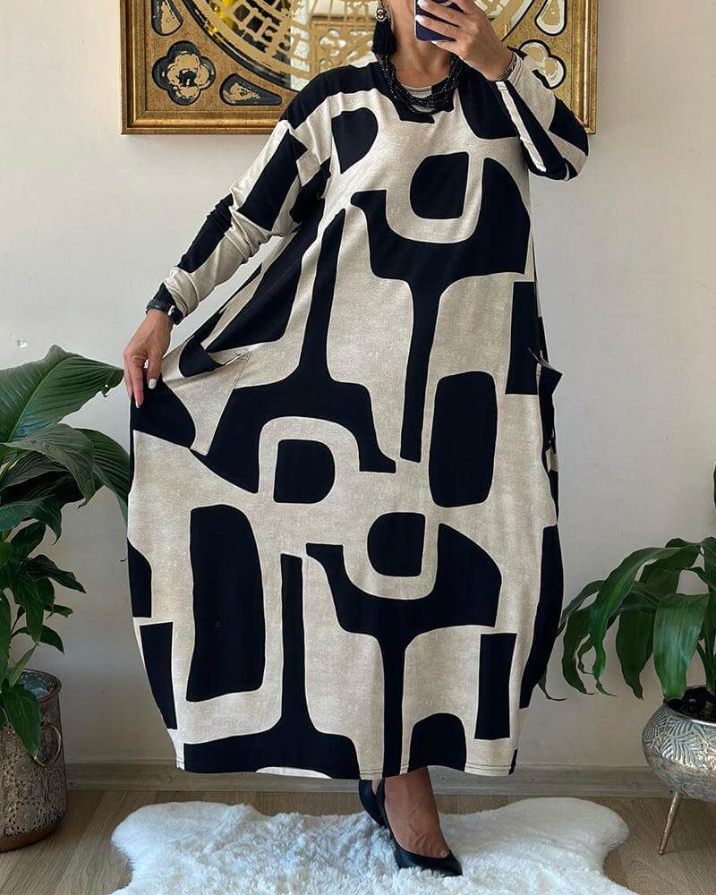 Women's Trendy Print Long Sleeve Dress