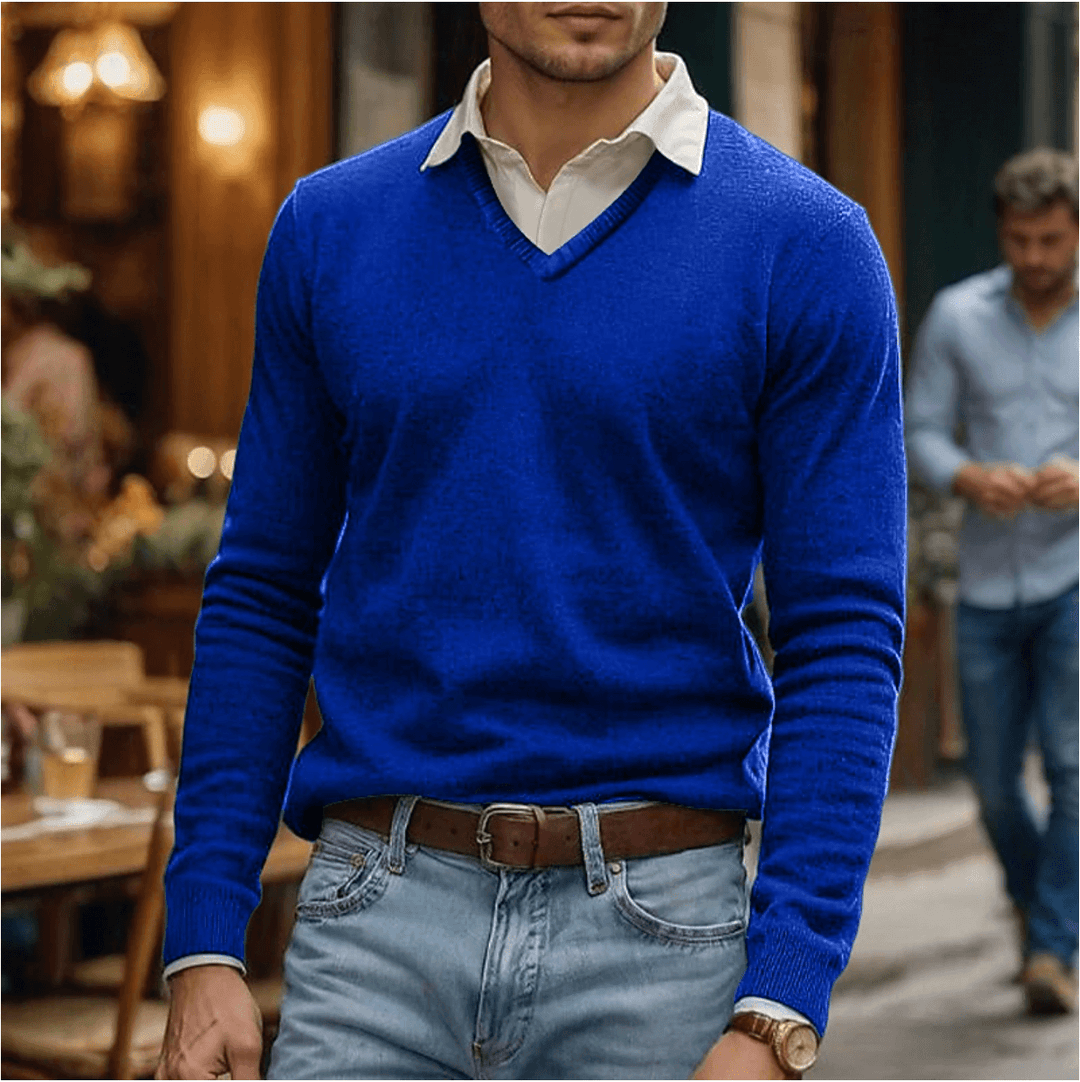 Soft Cotton Blend V-Neck Sweater