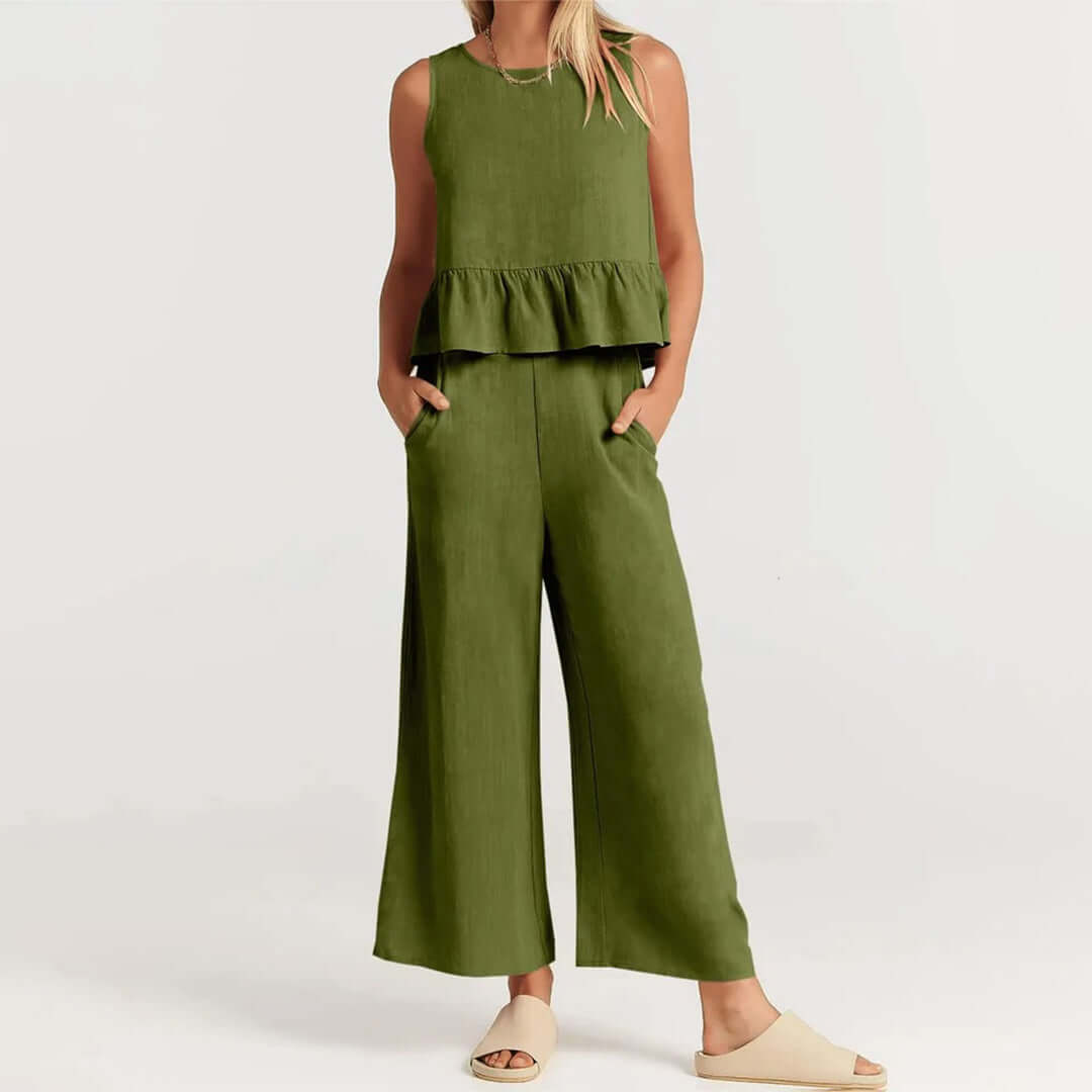 Women's Sleeveless Peplum Cropped Jumpsuit
