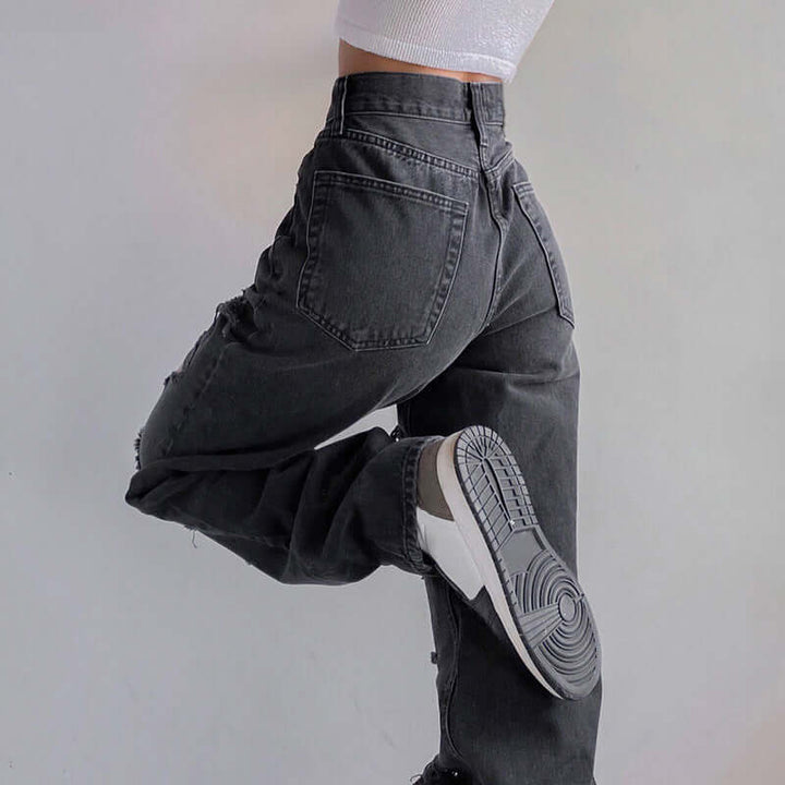 Women's Ripped Raw Hem Jeans