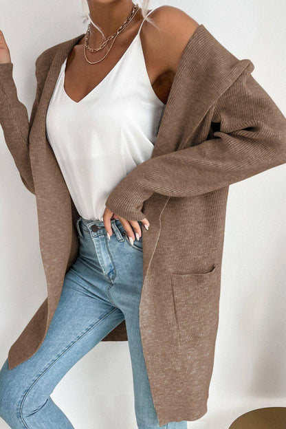 Women's Ribbed Hooded Cardigan