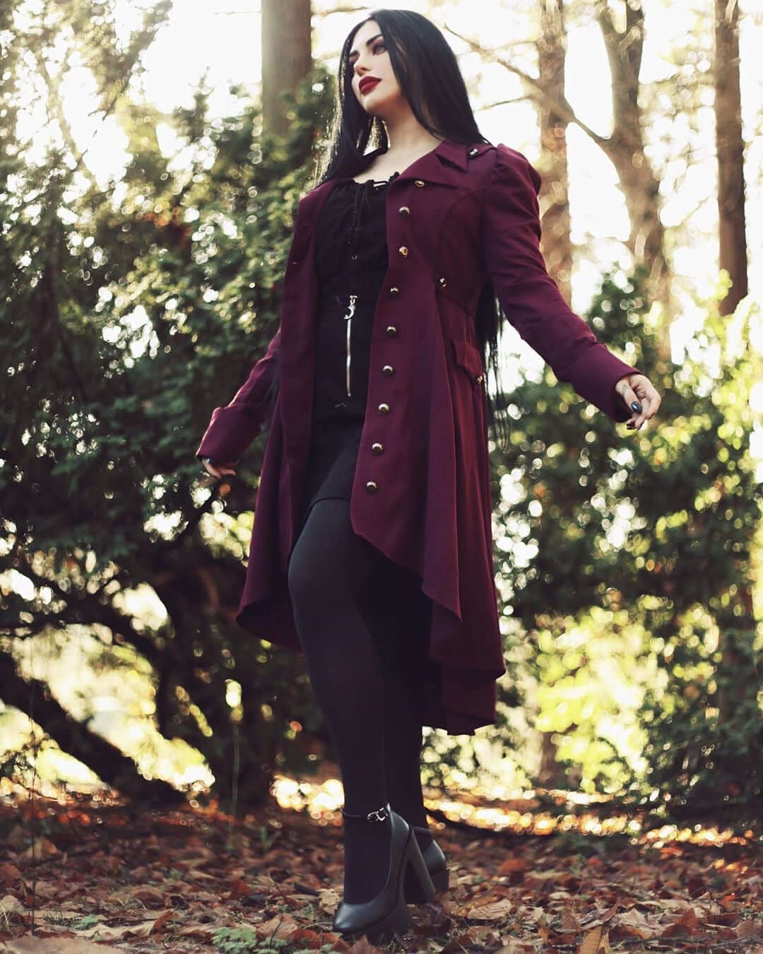 Women's Retro Midi Jacket with Standing Collar