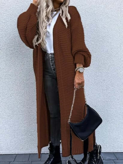 Women's Knitted Cardigan - Long Sleeve Open Front
