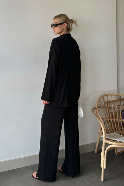 Women's Ribbed Knit Cardigan & Pants Set