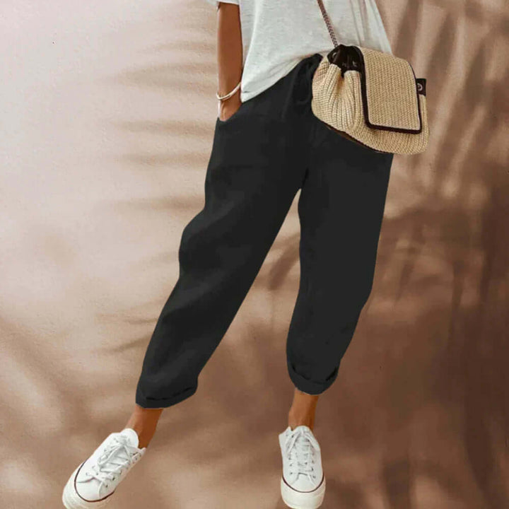Women's Tailored Trousers with Tie Belt