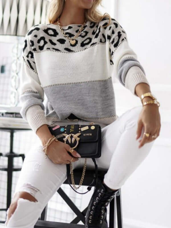 Women's Leopard Print Knitted Jumper