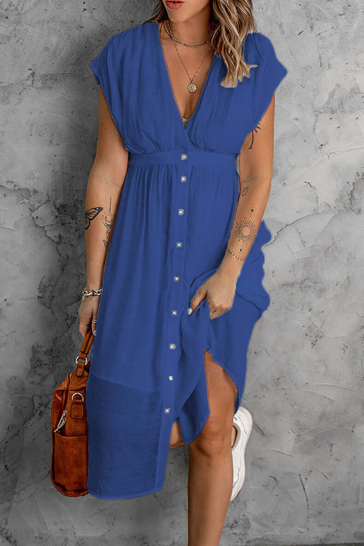 Women's V-Neck Dress with Sleeves