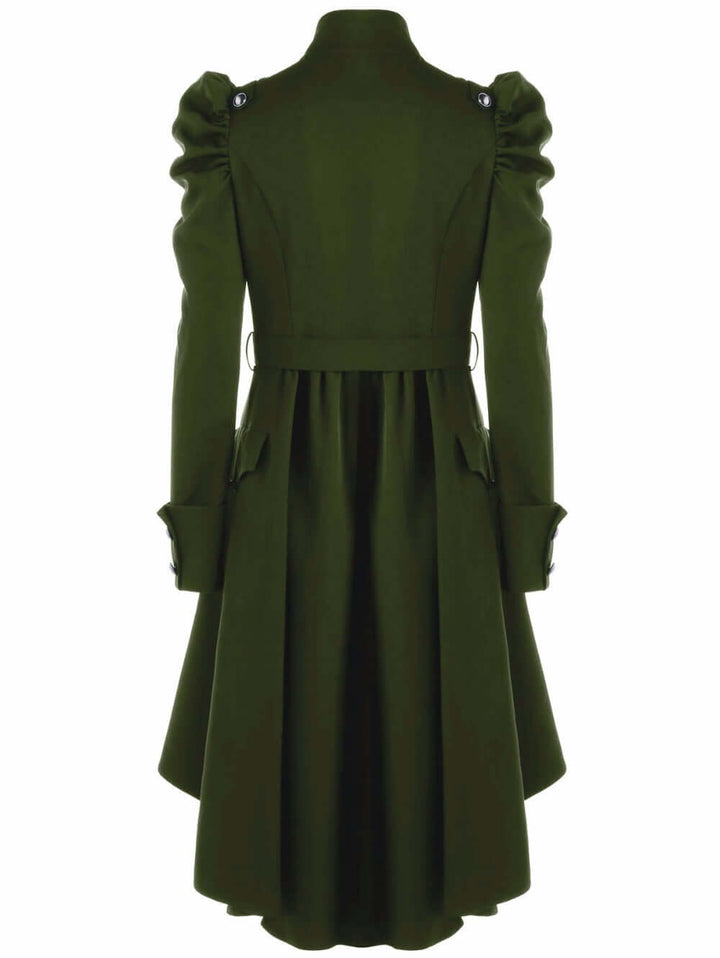 Women's Retro Midi Jacket with Standing Collar