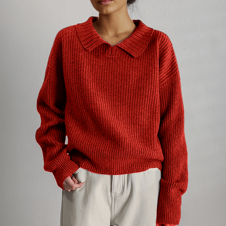 Women's Loose Knitted Jumper - Long Sleeve