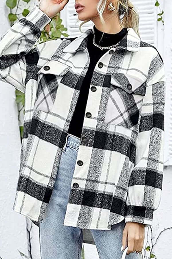 Women's Loose Fit Checked Blouse