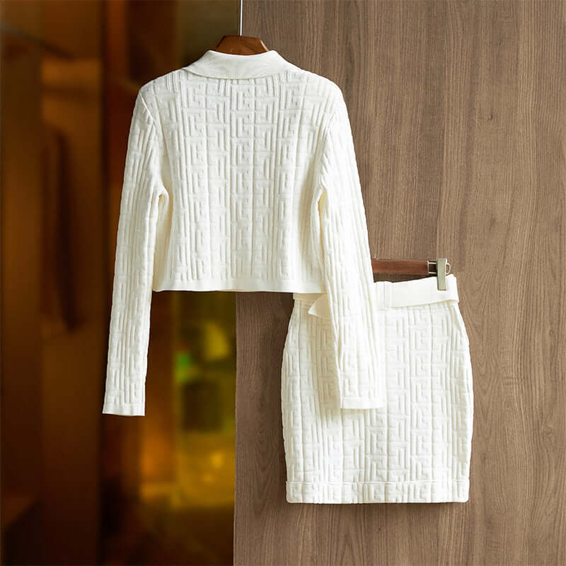 Women's Double-Breasted Top and Skirt Set