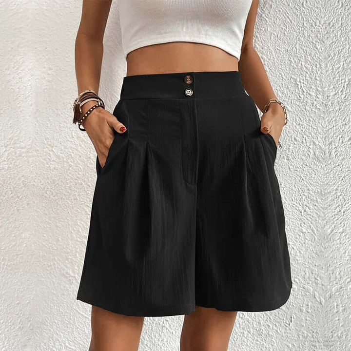 Women's High-Waisted Pleated Shorts