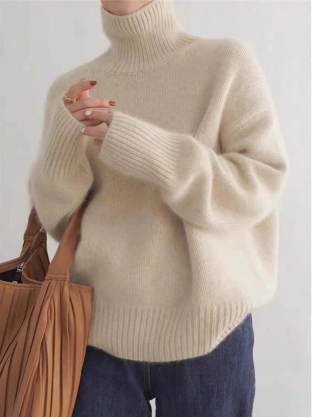 Women's Loose Knit High Neck Sweater