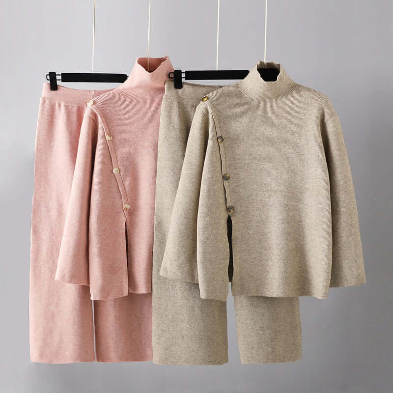 Women's Knitted Set with High Collar