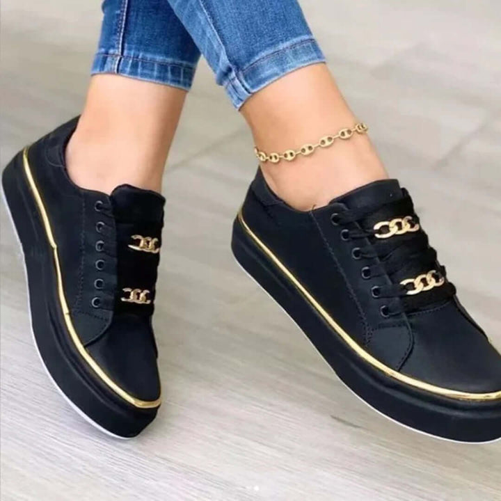 Women's White & Gold Trainers