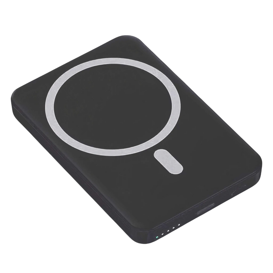 "10,000mAh MagSafe power bank for iPhone, sleek design, wireless charging, vibrant colors, portable, lightweight."