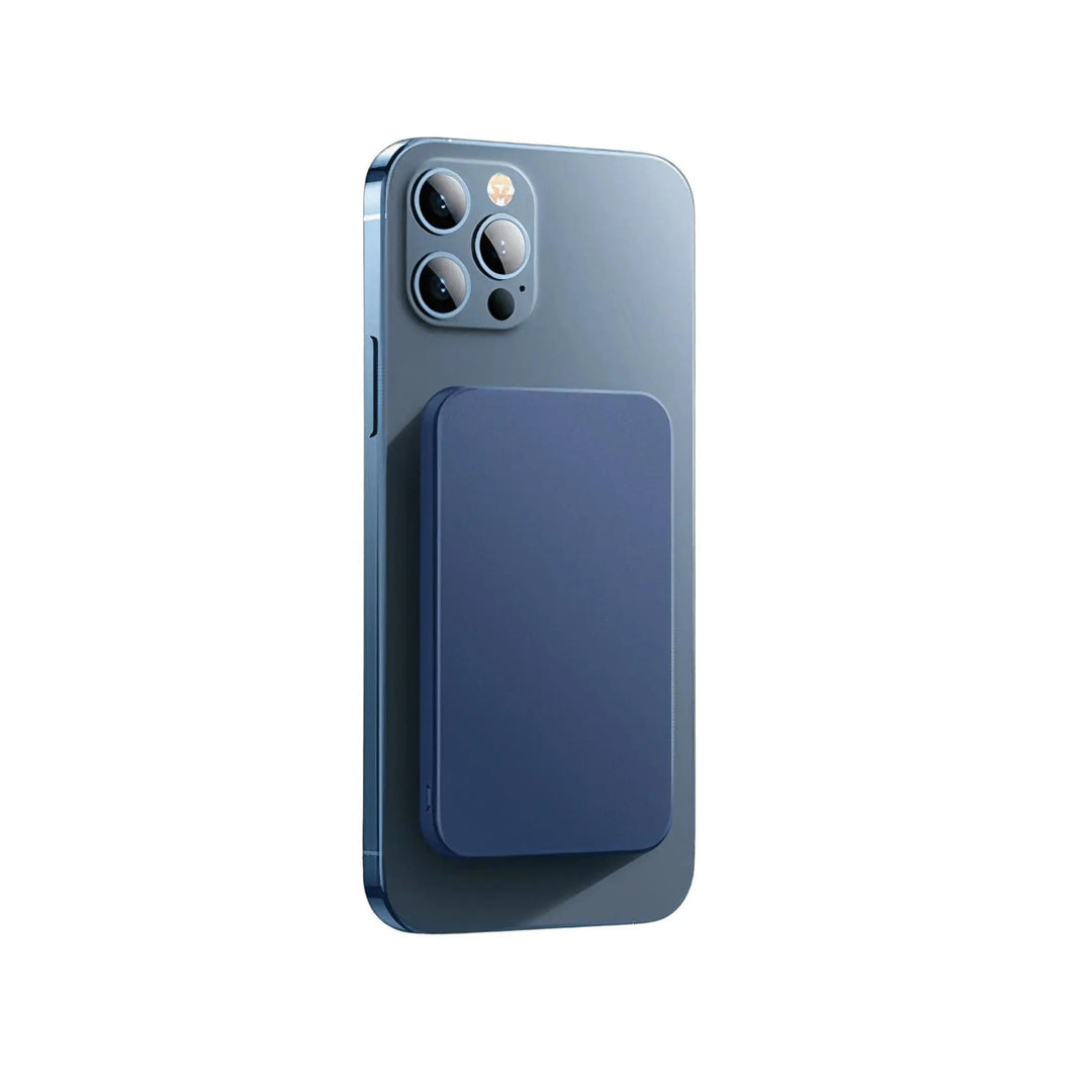 "10,000mAh MagSafe power bank for iPhone, sleek design, wireless charging, vibrant colors, portable, lightweight."