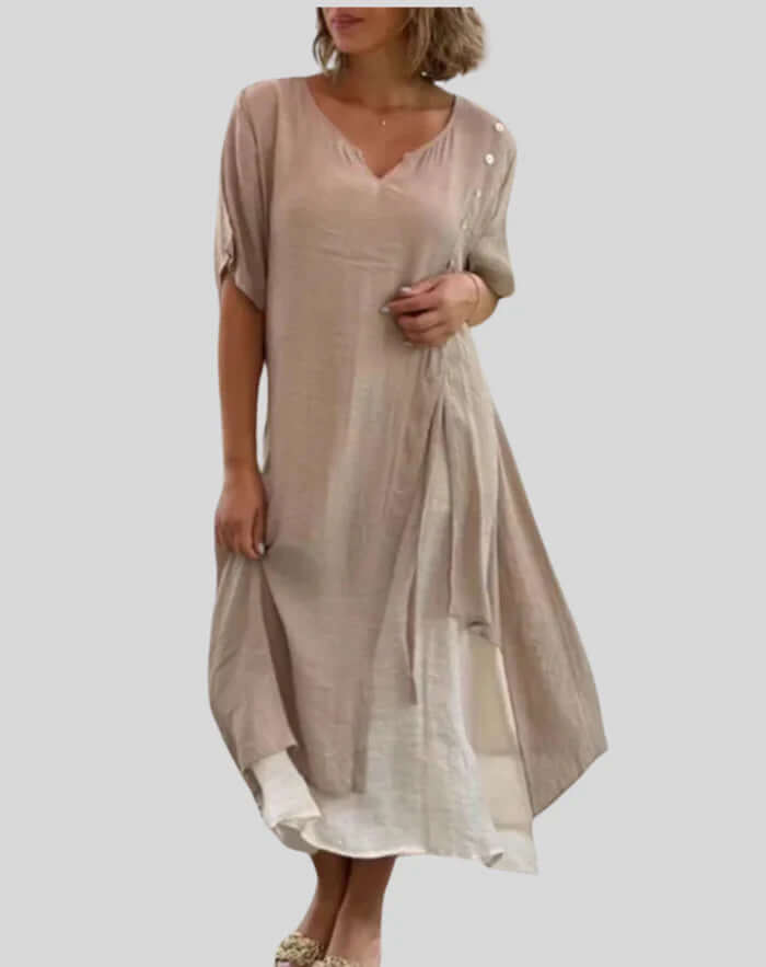 Women's V-Neck Button-Down Dress