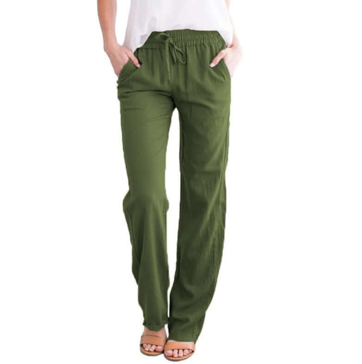 Women's Linen-Cotton Wide-Leg Drawstring Pants