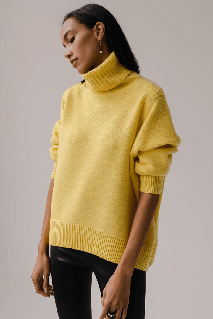 Rollkragenpullover Damen Oversize aus Baumwolle in Trendfarben für Herbst Winter