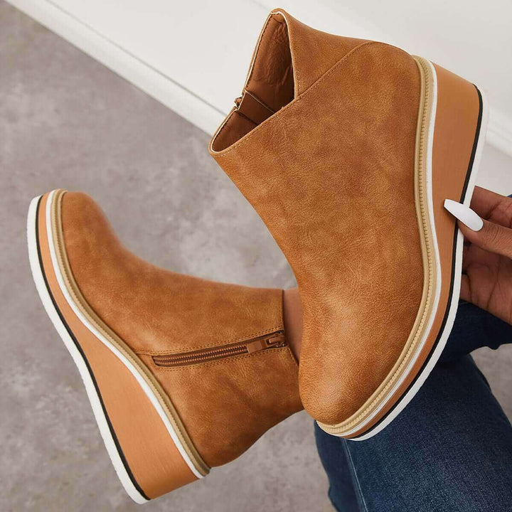 Women's Platform Ankle Boots with Zip