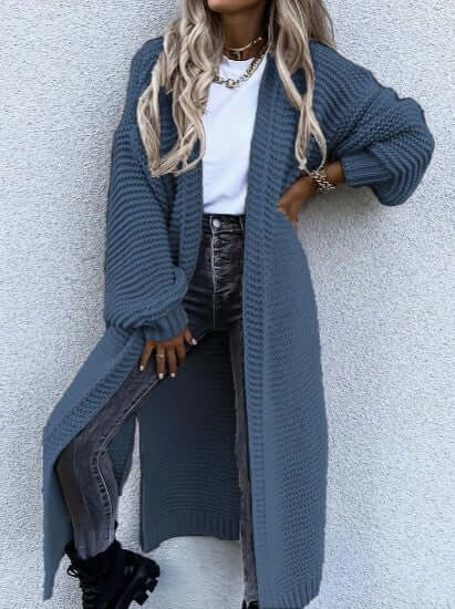 Women's Knitted Cardigan - Long Sleeve Open Front