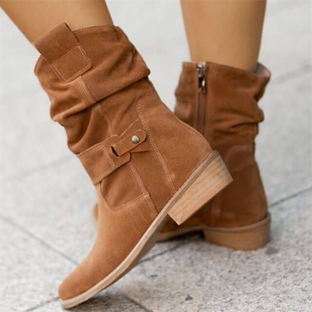 Women's Pointed Toe Low Heeled Ankle Boots