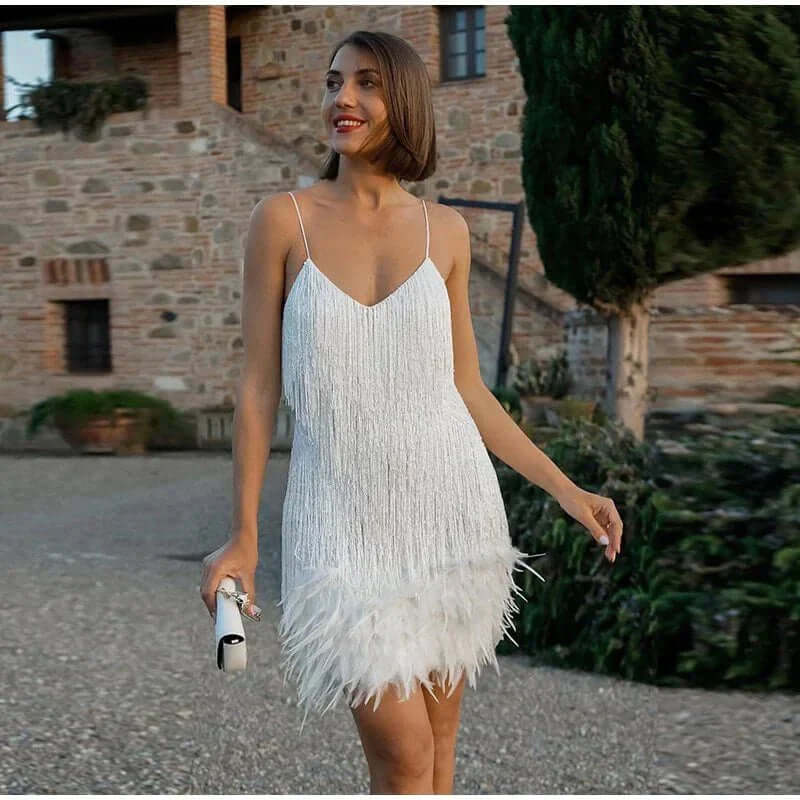 Sequin Feather Maxi Dress