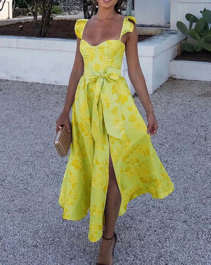Printed Butterfly Sleeve Dress