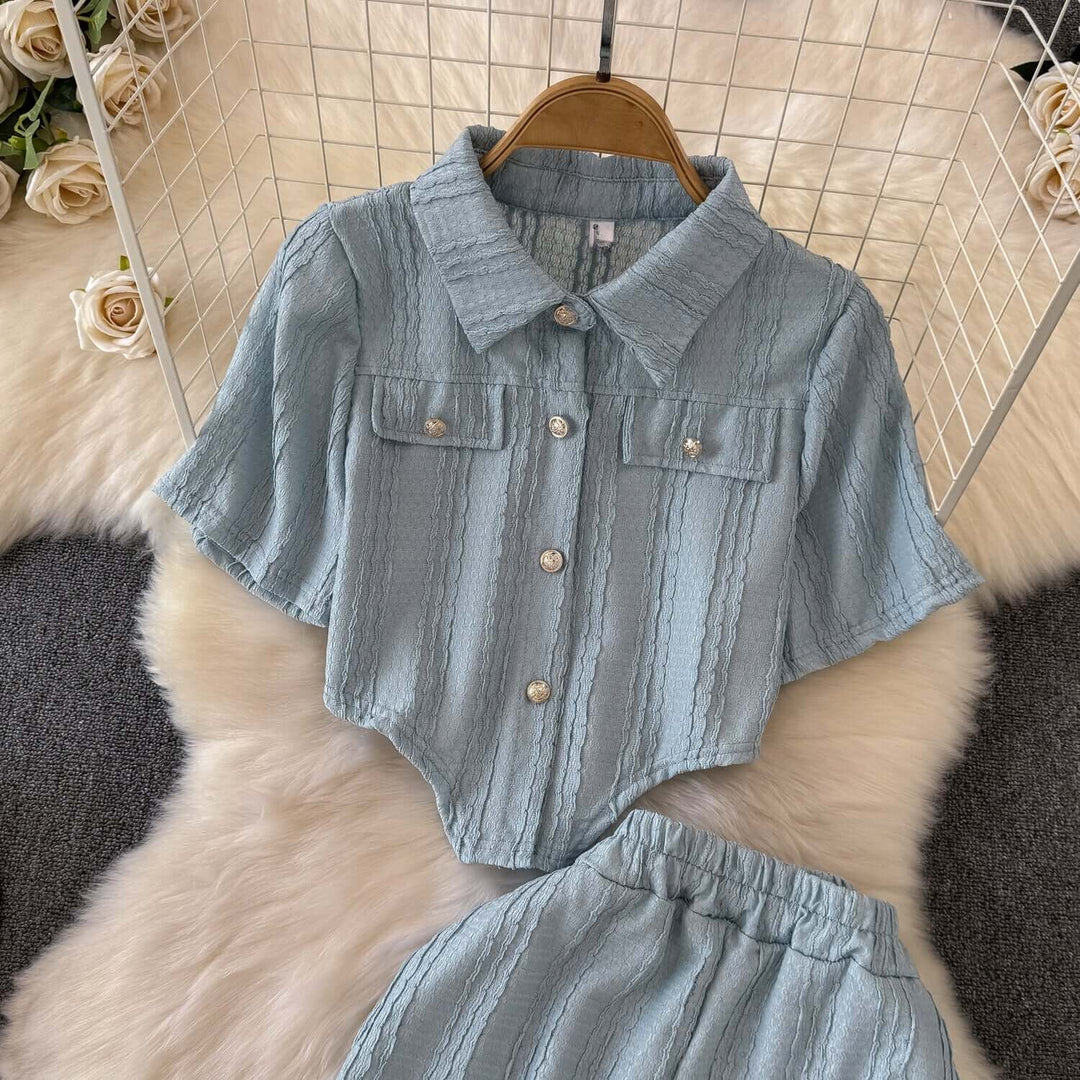 Women's Cropped Top and Wide Leg Trousers Set