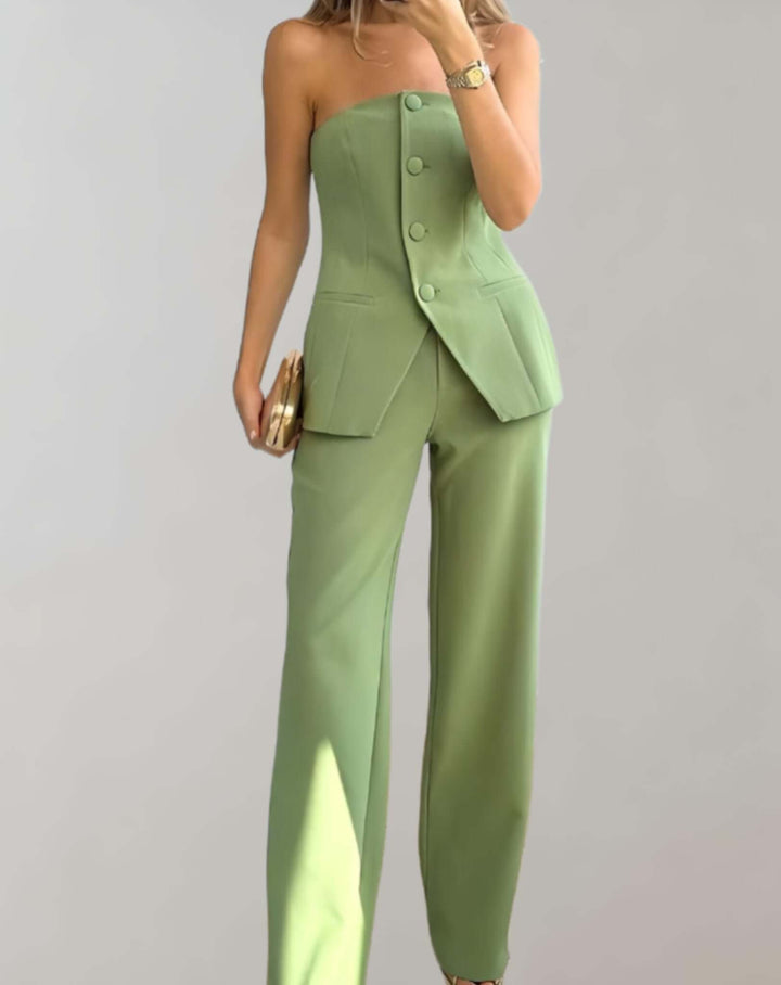 Women's Tweed Co-ord Set - Crop Top & Skirt
