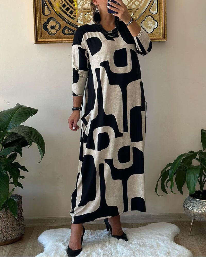 Women's Trendy Print Long Sleeve Dress