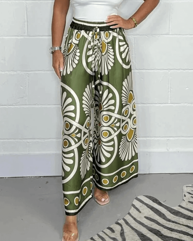 Women's Wide-Leg Printed Trousers
