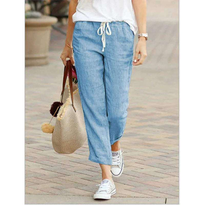 Women's Relaxed Fit Cropped Drawstring Trousers