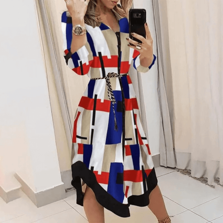 Women's Belted Wrap Midi Dress