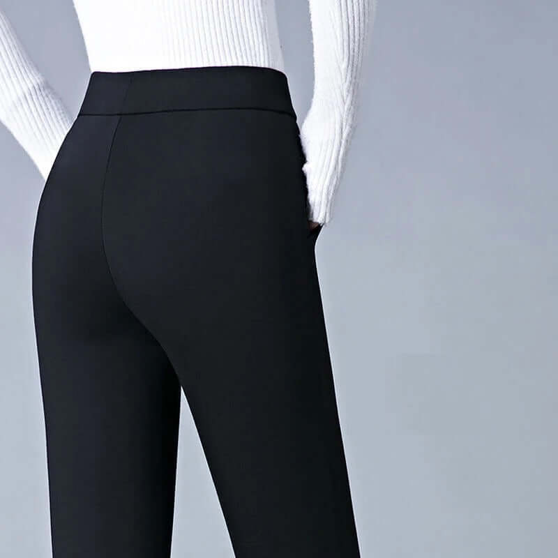 Women's Elastic High Waist Straight Leg Trousers