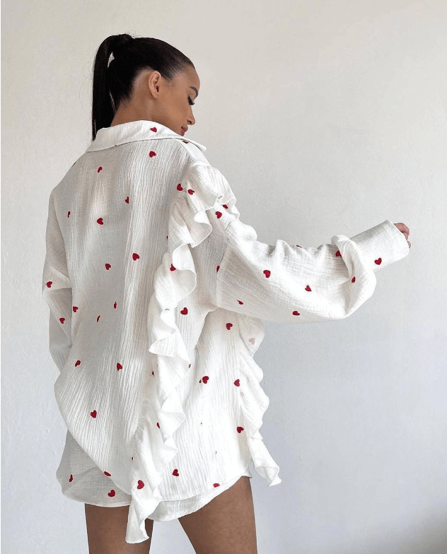 Women's Textured Blouse & Shorts Set