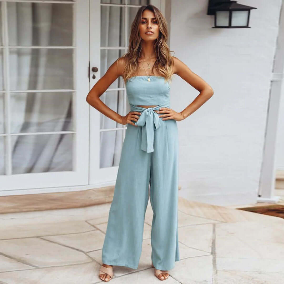 Women's Strapless Casual Jumpsuit with Elasticated Waist